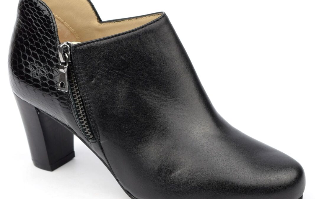 Bottines JustFab Femme Noir - Cuir, Talon 10,3 Cm, Pointure 39
