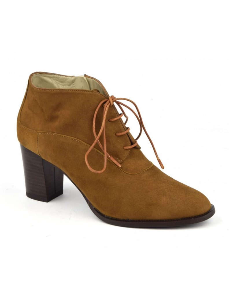 Bottines Cognac En Daim - Marque Grands Boulevards Taille 40 - Occasion En Bon État
