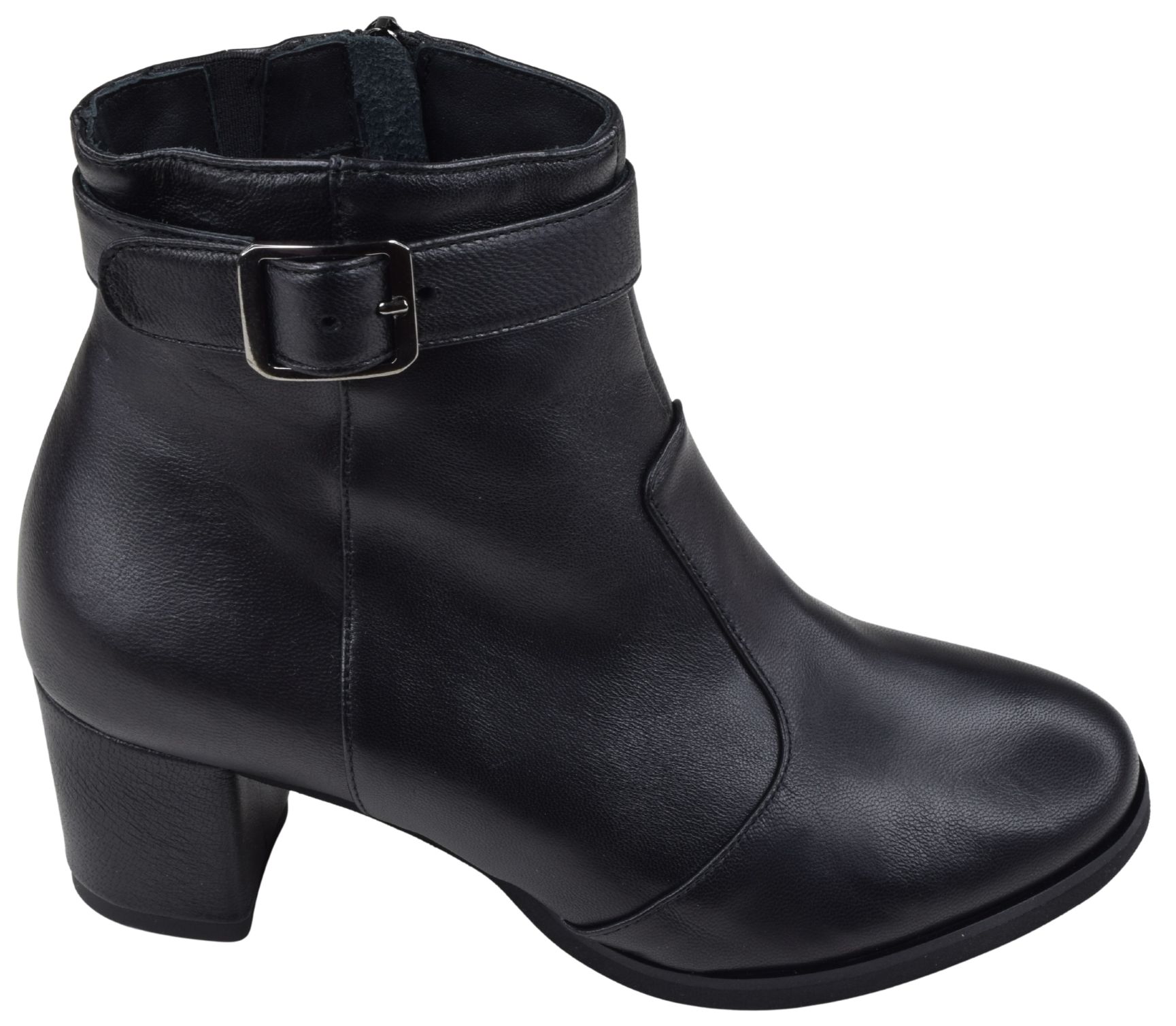 Bottines Mella Italie modèle 2472 en cuir lisse noir à talon et boucle, pour femme en petite pointure du 32 au 35