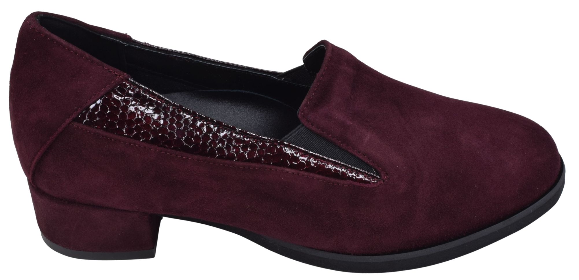 Mocassins Mella Italie modèle 2037 en daim bordeaux à petit talon pour femme en petite pointure du 32 au 35